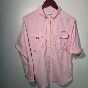 Columbia PFG Soft Pink Button-Up Shirt